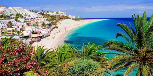 Canary islands blue water beach