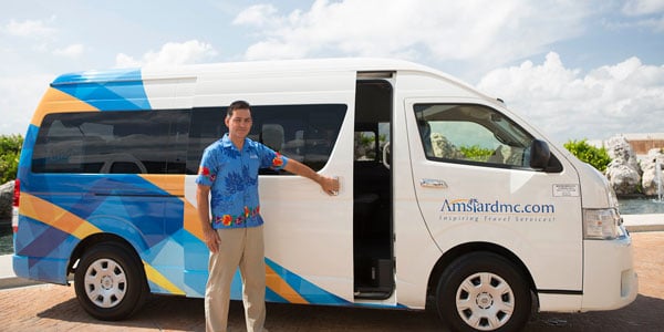 Man holding door Amstar van